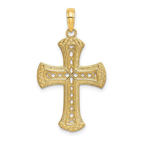14k-textured-and-cut-out-cross-charm-SolomonJeweler-Wichita-KS-CustomJewelry