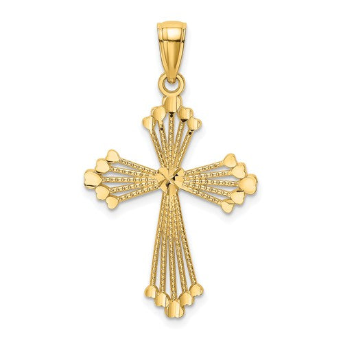 14k-d-c-and-cut-out-stripes-w-heart-in-center-cross-charm-SolomonJeweler-Wichita-KS-CustomJewelry