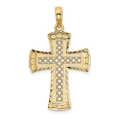 14k-d-c-w-satin-edge-lattice-cross-charm-SolomonJeweler-Wichita-KS-CustomJewelry