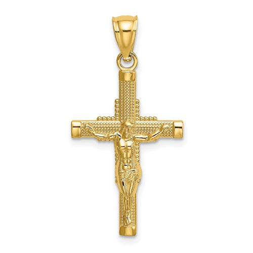14k-beaded-accent-crucifix-charm-SolomonJeweler-Wichita-KS-CustomJewelry