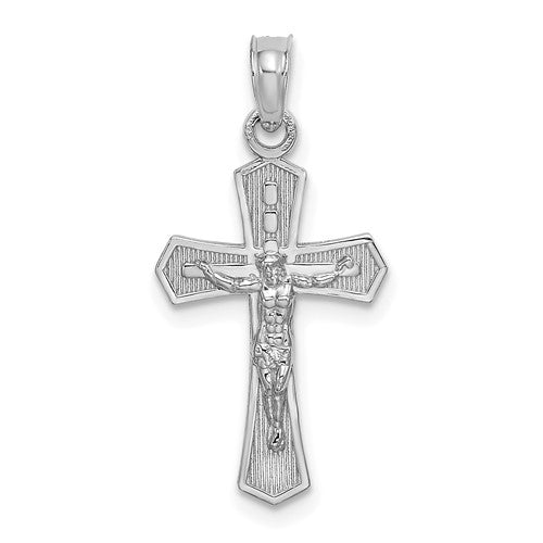 14k-white-gold-crucifix-w-beveled-edges-charm-SolomonJeweler-Wichita-KS-CustomJewelry