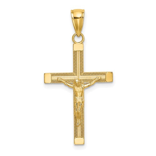 14k-polished-and-textured-crucifix-charm-SolomonJeweler-Wichita-KS-CustomJewelry