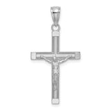 14k-white-gold-polished-and-textured-crucifix-charm-SolomonJeweler-Wichita-KS-CustomJewelry