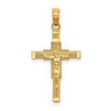 14k-beaded-accent-w-cross-behind-crucifix-charm-SolomonJeweler-Wichita-KS-CustomJewelry