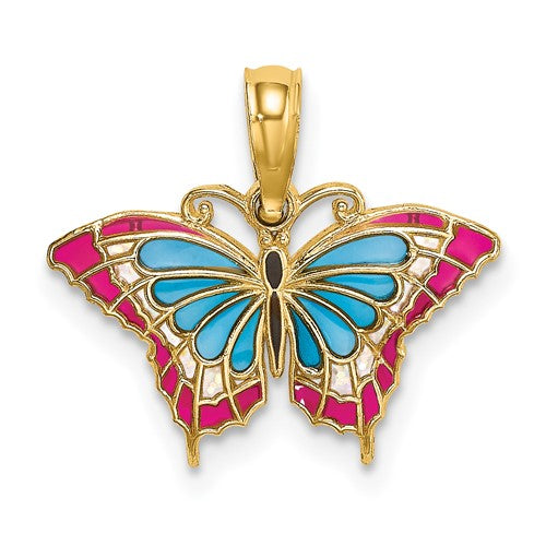 14k-small-enameled-blue-and-red-butterfly-charm-SolomonJeweler-Wichita-KS-CustomJewelry