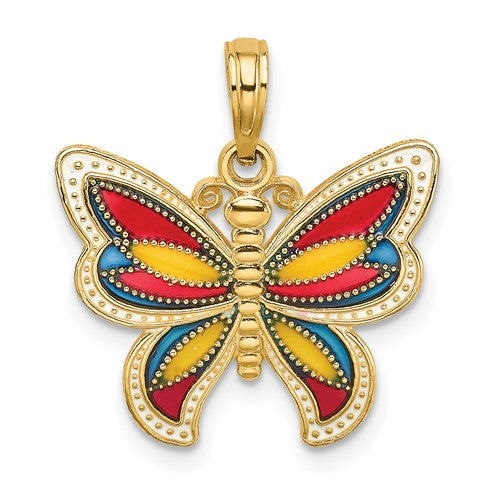 14k-w-multi-color-enameled-beaded-wings-butterfly-charm-SolomonJeweler-Wichita-KS-CustomJewelry