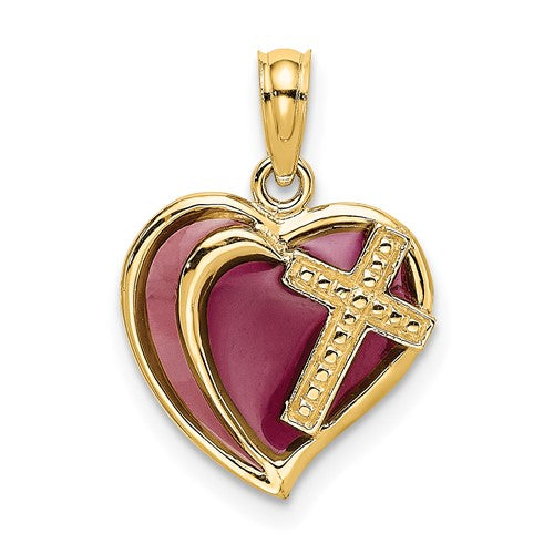 14k-w-purple-enamel-cross-heart-charm-SolomonJeweler-Wichita-KS-CustomJewelry