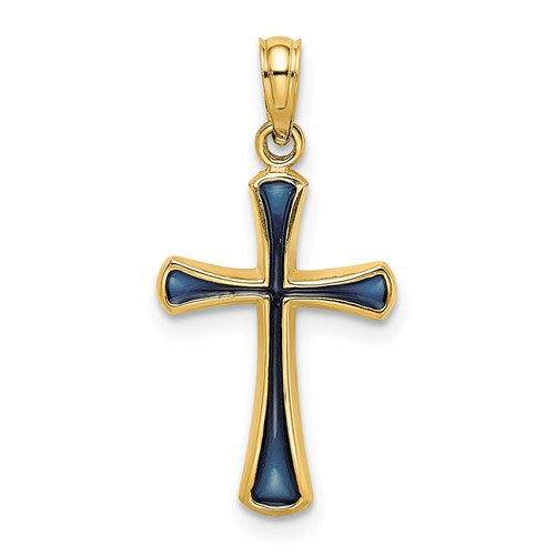 14k-blue-enameled-tapered-cross-charm-SolomonJeweler-Wichita-KS-CustomJewelry
