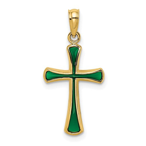 14k-green-enameled-tapered-cross-charm-SolomonJeweler-Wichita-KS-CustomJewelry