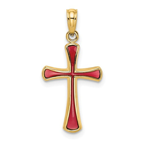 14k-pink-enameled-tapered-cross-charm-SolomonJeweler-Wichita-KS-CustomJewelry