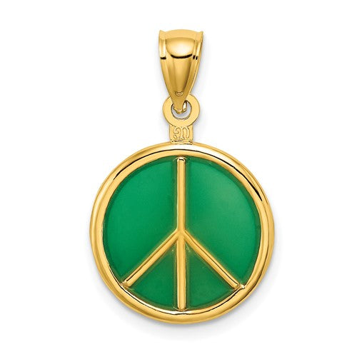 14k-3-d-green-enameled-peace-symbol-charm-SolomonJeweler-Wichita-KS-CustomJewelry