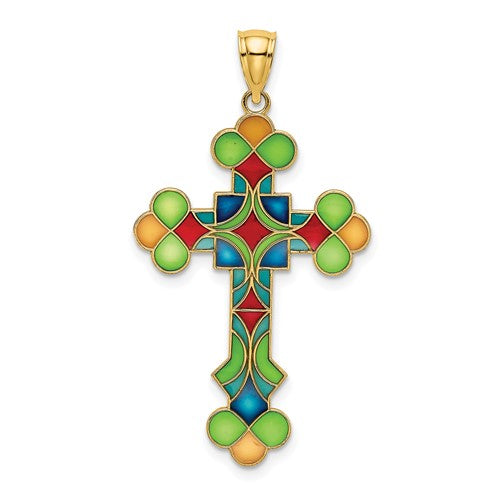 14k-multi-color-enameled-cross-charm-SolomonJeweler-Wichita-KS-CustomJewelry