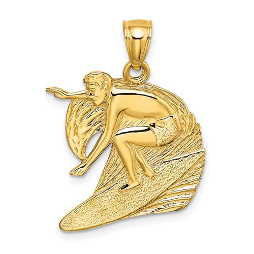 14k-polished-and-textured-surfer-and-wave-charm-SolomonJeweler-Wichita-KS-CustomJewelry