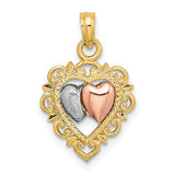 14k-yellow-and-rose-gold-w-white-rhodium-textured-hearts-charm-SolomonJeweler-Wichita-KS-CustomJewelry