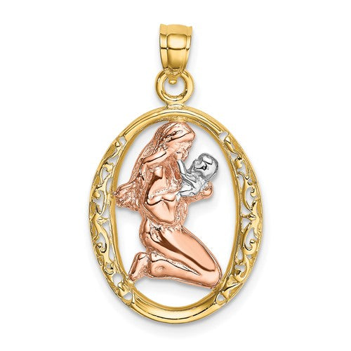 14k-two-tone-with-white-rhodium-mother-and-baby-in-oval-frame-charm-SolomonJeweler-Wichita-KS-CustomJewelry