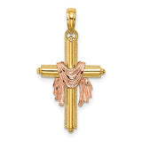 14k-two-tone-cross-w-drape-charm-SolomonJeweler-Wichita-KS-CustomJewelry