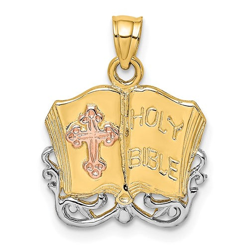 14k-two-tone-w-white-rhodium-holy-bible-w-cross-charm-SolomonJeweler-Wichita-KS-CustomJewelry