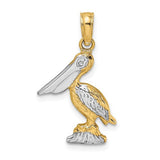 14k-with-white-rhodium-3-d-small-standing-pelican-charm-SolomonJeweler-Wichita-KS-CustomJewelry