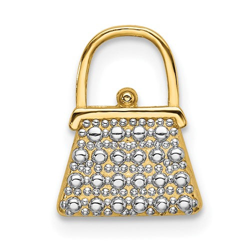 14k-w-rhodium-textured-and-polished-purse-charm-SolomonJeweler-Wichita-KS-CustomJewelry