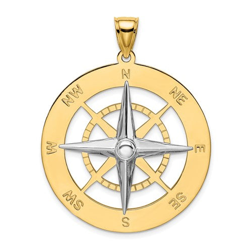 14k-two-tone-nautical-compass-white-needle-charm-SolomonJeweler-Wichita-KS-CustomJewelry