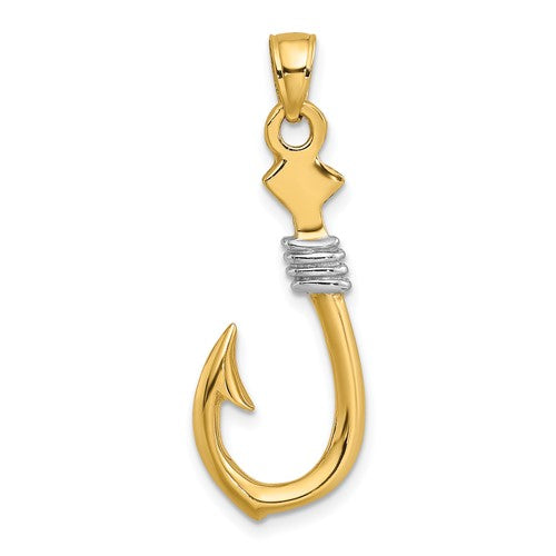 14k-w-rhodium-3-d-fish-hook-with-rope-charm-SolomonJeweler-Wichita-KS-CustomJewelry