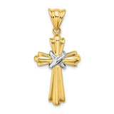 14k-two-tone-polished-cross-x-center-design-charm-SolomonJeweler-Wichita-KS-CustomJewelry