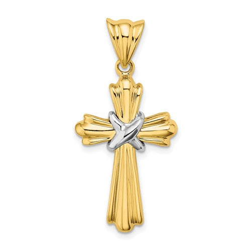 14k-two-tone-polished-cross-x-center-design-charm-SolomonJeweler-Wichita-KS-CustomJewelry