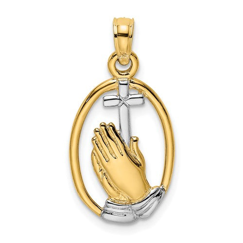 14k-w-rhodium-praying-hands-and-cross-charm-SolomonJeweler-Wichita-KS-CustomJewelry