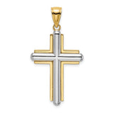 14k-two-tone-beveled-cross-charm-SolomonJeweler-Wichita-KS-CustomJewelry