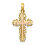 14k-two-tone-w-lace-trim-cross-charm-SolomonJeweler-Wichita-KS-CustomJewelry