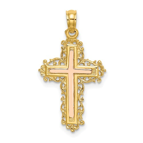 14k-two-tone-cross-w-lace-trim-charm-SolomonJeweler-Wichita-KS-CustomJewelry