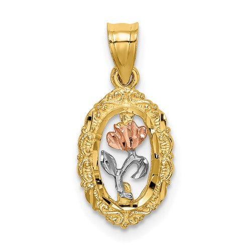 14k-two-tone-w-white-rhodium-rose-in-oval-frame-charm-SolomonJeweler-Wichita-KS-CustomJewelry