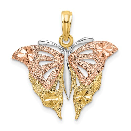 14k-two-tone-and-white-rhodium-diamond-cut-butterfly-charm-SolomonJeweler-Wichita-KS-CustomJewelry