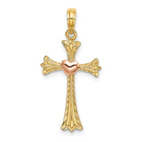 14k-two-tone-textured-cross-w-heart-charm-SolomonJeweler-Wichita-KS-CustomJewelry
