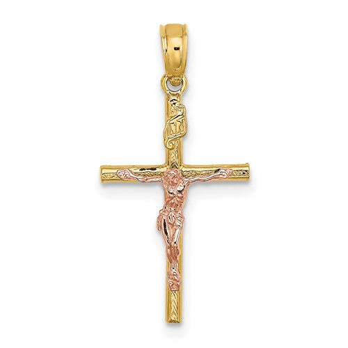 14k-two-tone-cross-crucifix-charm-SolomonJeweler-Wichita-KS-CustomJewelry