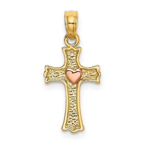 14k-two-tone-w-heart-in-cross-charm-SolomonJeweler-Wichita-KS-CustomJewelry