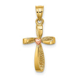 14k-two-tone-twisted-cross-w-heart-charm-SolomonJeweler-Wichita-KS-CustomJewelry
