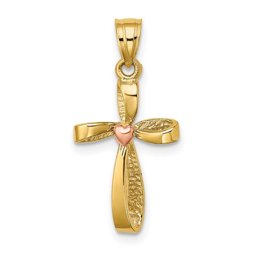 14k-two-tone-twisted-cross-w-heart-charm-SolomonJeweler-Wichita-KS-CustomJewelry