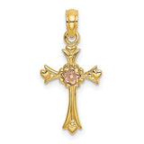14k-two-tone-cross-w-flower-charm-SolomonJeweler-Wichita-KS-CustomJewelry