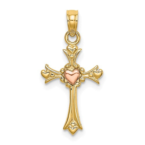 14k-two-tone-cross-w-heart-charm-SolomonJeweler-Wichita-KS-CustomJewelry