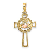 14k-two-tone-claddagh-cross-charm-SolomonJeweler-Wichita-KS-CustomJewelry