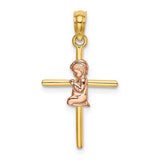 14k-two-tone-2-d-boy-on-cross-charm-SolomonJeweler-Wichita-KS-CustomJewelry