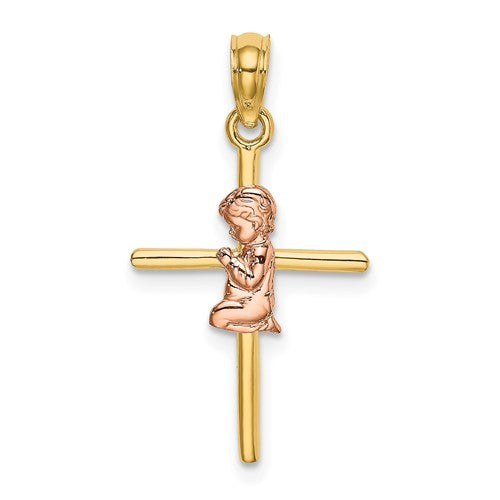 14k-two-tone-2-d-boy-on-cross-charm-SolomonJeweler-Wichita-KS-CustomJewelry