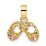 14k-3d-two-tone-baby-booties-w-teddy-bear-charm-SolomonJeweler-Wichita-KS-CustomJewelry