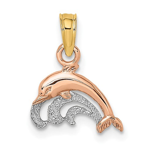 14k-two-tone-w-white-rhodium-dolphin-and-wave-charm-SolomonJeweler-Wichita-KS-CustomJewelry
