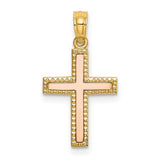 14k-two-tone-polished-cross-charm-SolomonJeweler-Wichita-KS-CustomJewelry
