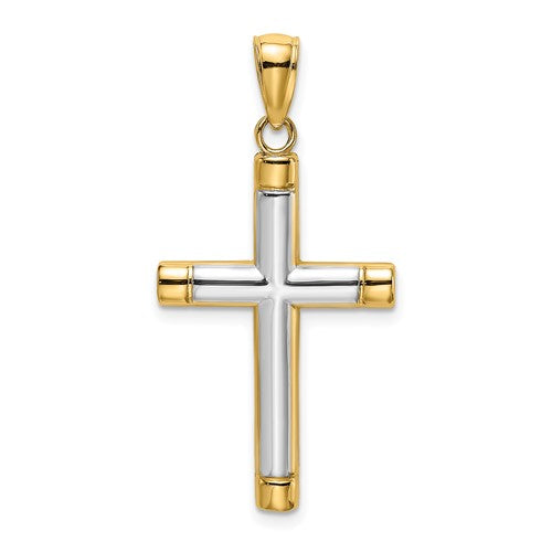 14k-w-rhodium-polished-tubular-cross-charm-SolomonJeweler-Wichita-KS-CustomJewelry