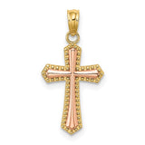 14k-two-tone-w-beaded-trim-cross-charm-SolomonJeweler-Wichita-KS-CustomJewelry