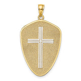 14k-w-rhodium-cross-shield-w-joshua-1-9-on-reverse-charm-SolomonJeweler-Wichita-KS-CustomJewelry