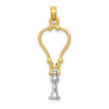 14k two-tone gold stethoscope pendant with three-dimensional design, perfect for medical professionals and jewelry enthusiasts.
